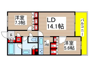 ｸﾞﾗﾝﾊﾟﾃｨｵｽ公園東の街４番館の物件間取画像